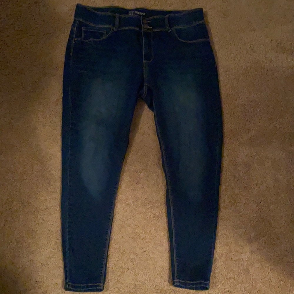 Stretchy dark blue jeans